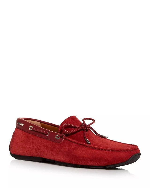 Bally Pindar Men's 6231347 Red Leather Suede Drivers