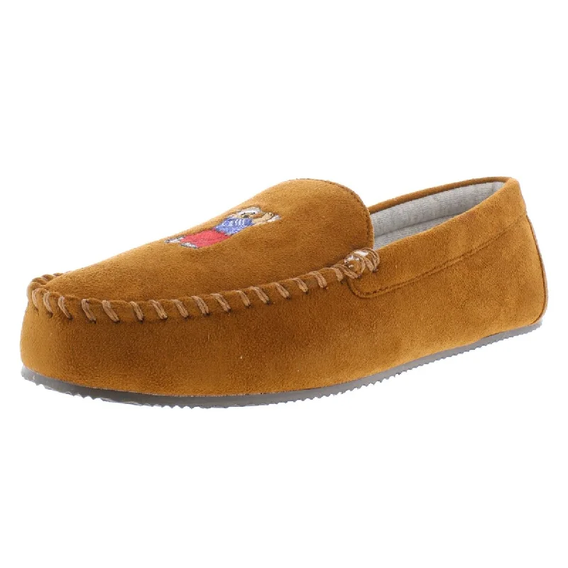 Golfing Bear Mens Micro suede Memory Foam Moccasin Slippers