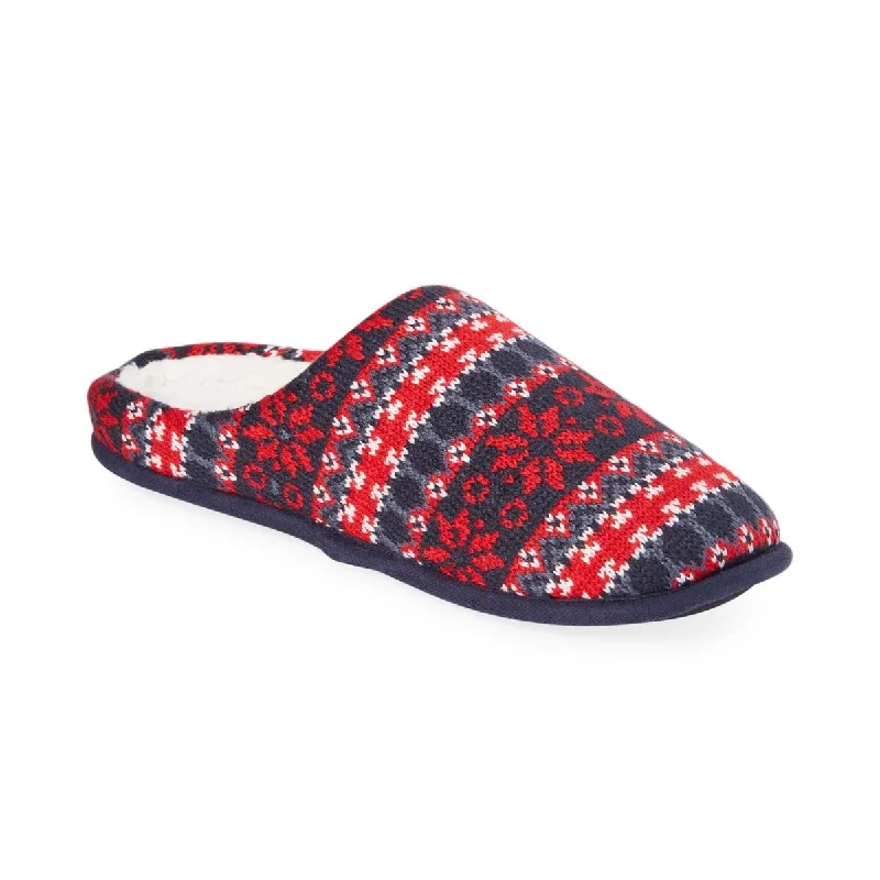 Mens Fair Isle Slip On Slide Slippers