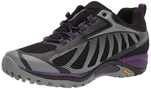 Merrell womens Siren Edge 3 Waterproof Hiking Shoe, Black/Acai, 8.5 Wide US