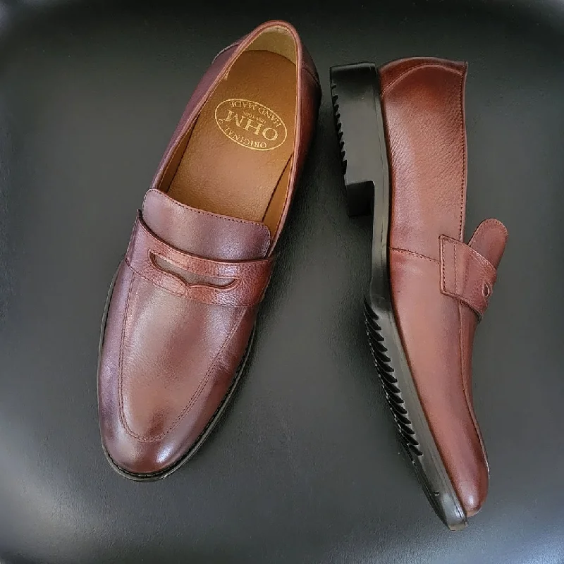 OHM New York Classy Double Stitched Penny Loafer Leather Shoes