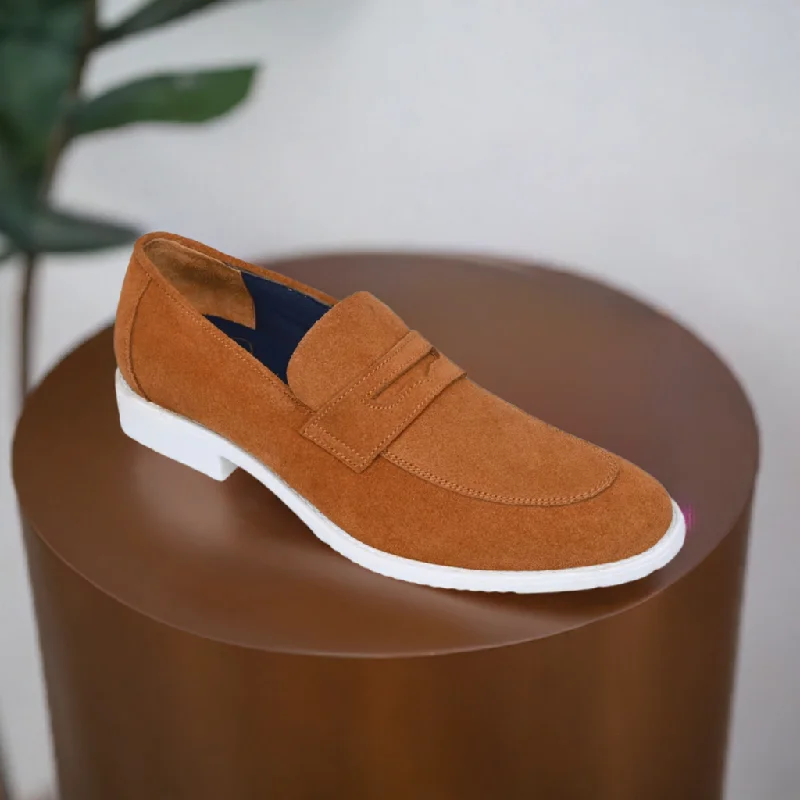 President Leather Penny Loafers in Tan with Perimeter Stitching Sole