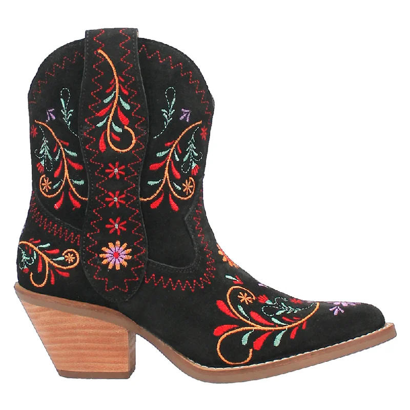 Sugar Bug Floral Embroidery Round Toe Cowboy Booties