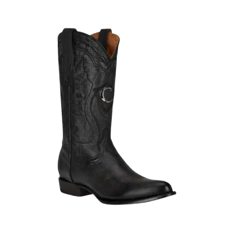 Cuadra Men's Black Deer Laser & Embroidery Round Toe Boot