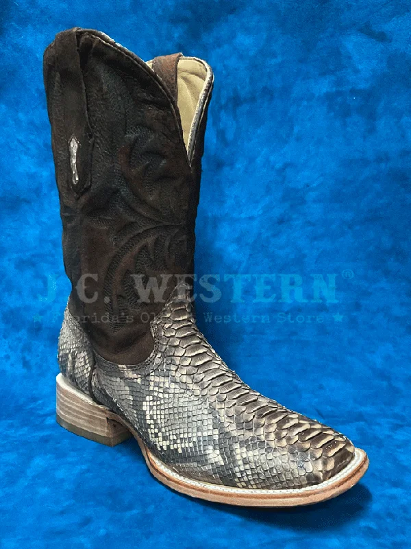 Corral A4499 Mens Python And Lamb Embroidery Square Toe Western Boot Brown