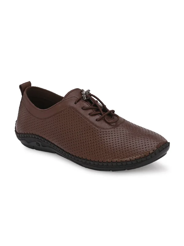 HITZ106 Men's Brown Leather Casual Lace-Up Shoes