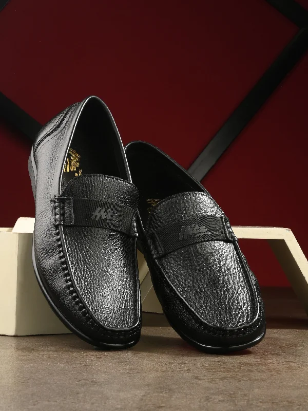 HITZJ_1 Men's Black Leather Casual Loafers