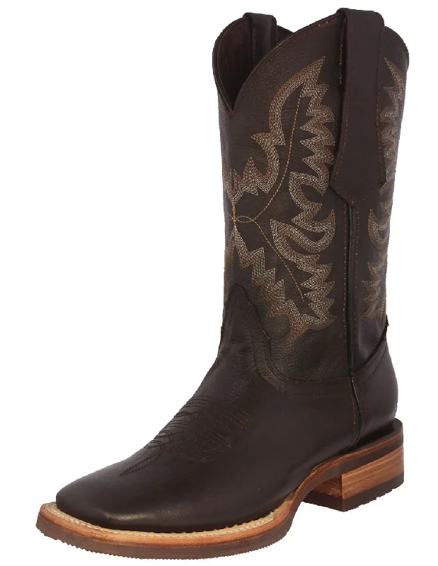 Mens Brown Western Wear Leather Cowboy Boots Rodeo - Square Toe