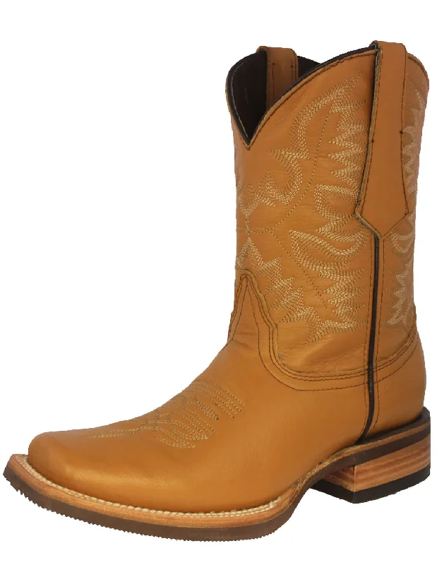 Mens Buttercup Western Wear Leather Cowboy Boots - Square Toe