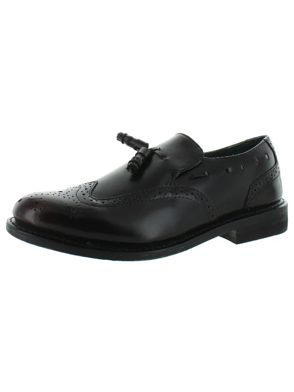 Mens Leather Slip On Wingtip Shoes