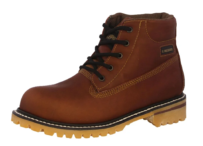 Mens Tan Work Boots Leather Slip Resistant Soft Toe - #600TR2