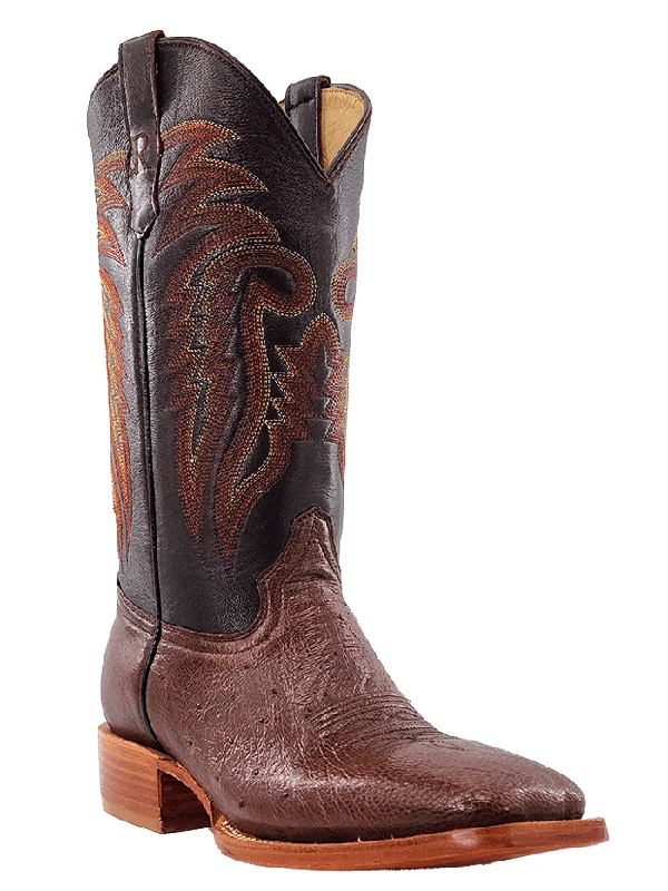 R.Watson RW5001-2 Mens Smooth Ostrich Western Boot Chocolate Tobac