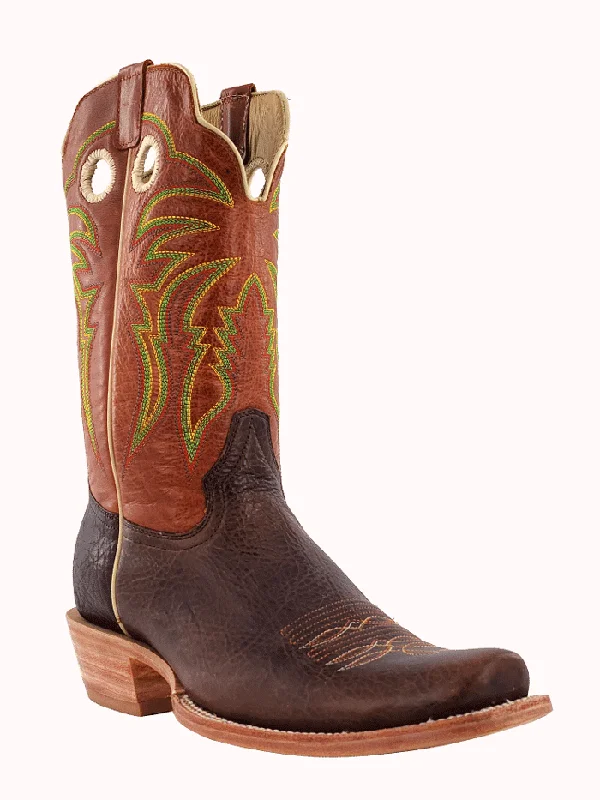 R.Watson RW8023-1 Mens Cowhide Medium Square Western Boot Hickory Brown