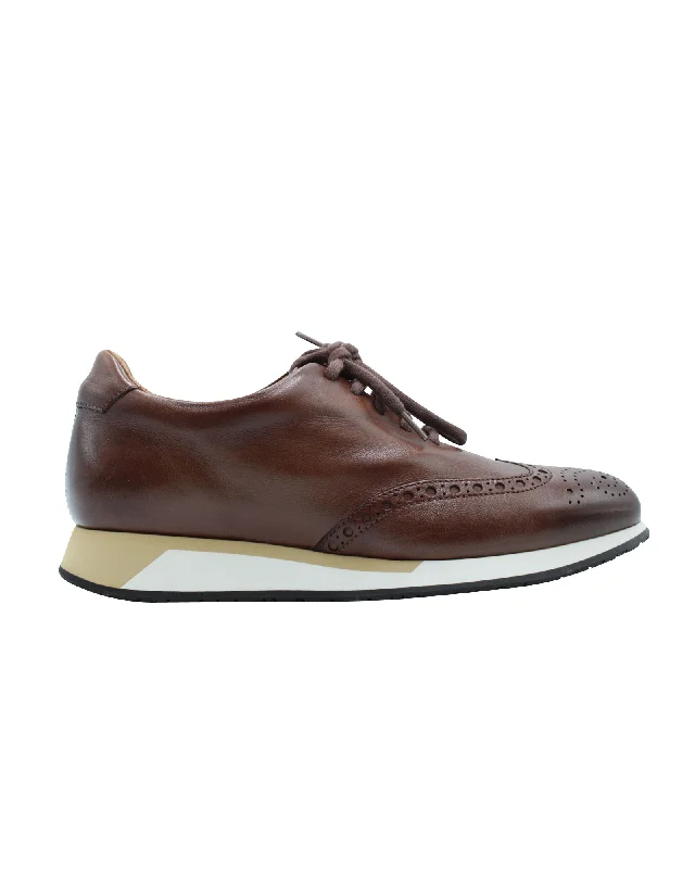 Santoni Low Top Brogues sneakers in Brown  leather