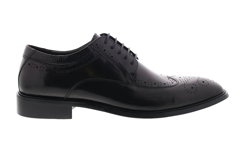 Zanzara Cesar ZK324C83 Mens Black Leather Low Top Lace Up Wingtip Oxfords Shoes